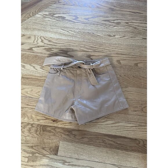 NWT Marissa Webb Banks Paperbag Leather Boyfriend Shorts Fawn Sz 4 $ $425 - Picture 10 of 15